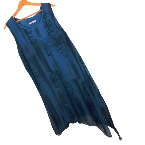 Blue Silk Blend Assymetrical Dress Size Medium - Picture 1 of 12